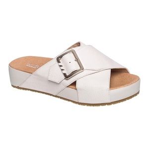 Dr. Scholls White Flight CrissCross Buckle Sandals
